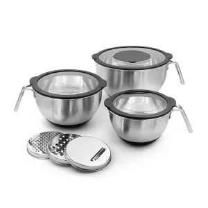 کاسه میکس 3 تیکه استیل با رنده 46-3C