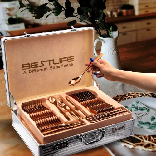 سرویس قاشق و چنگال و ابزار سرو مدل 2FULL ROSE GOLD-187