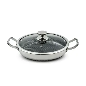 تابه استیل کربنی دو دسته Chik Chef مدل CC8016-28T درب دار