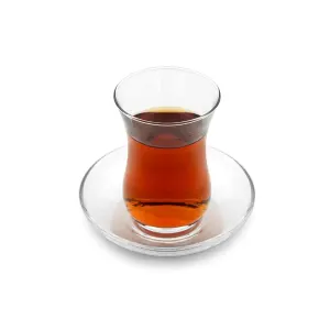 ست فنجان نعلبکی 12 پارچه کمرباریک لاو ساده