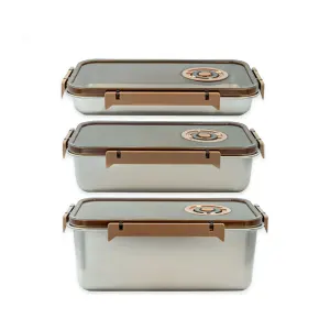 ظرف استیل نگه دارنده غذا 3 تکه درب دار Jc342