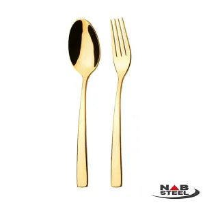 سرویس 24 پارچه قاشق و چنگال غذا خوری ناب استیل مدل فلورانس طلایی PVD