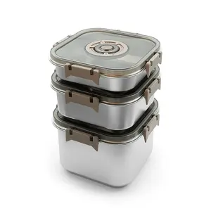 ظرف استیل نگه دارنده غذا 3 تکه درب دار JC357-3