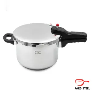 دیگ زودپز 6 لیتری پارس ( کف 3 لایه) با درب پیرکس پارس استیل