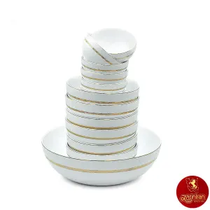 چینی زرین سرویس 13 پارچه پیاله ایتالیا اف طرح هدیه طلایی