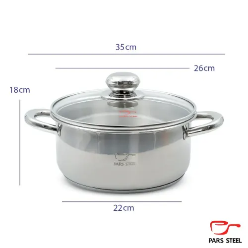 سرویس قابلمه 8 پارچه با دسته فلزی پارس استیل