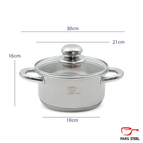 سرویس قابلمه 8 پارچه با (کف سه لایه) پارس استیل