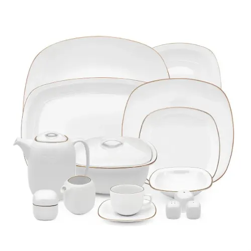 سرویس چینی زرین کواترو طرح زرین لب طلایی مناسب مصارف روزمره خانگی، هتلی و تالاری