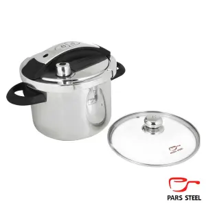 دیگ زودپز ۶ لیتری دو دسته مدل شف با درب پیرکس