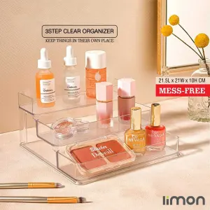 نظم دهنده لوازم آرایش رومیزی شفاف 3پله لیمون