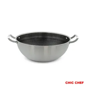 تابه ووک استیل کربنی CC8062-36 دو دسته چیک چف