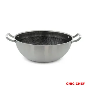 تابه ووک استیل کربنی CC8062-38 دو دسته چیک چف