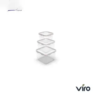 سرویس 6 پارچه ظرف فریزری ایزی لاک مربعی ویرو مدل پلاس