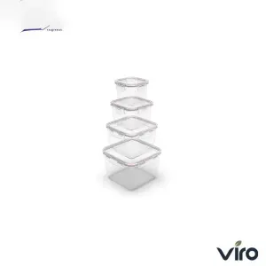 سرویس 8 پارچه ظرف فریزری ایزی لاک مربعی ویرو مدل پلاس