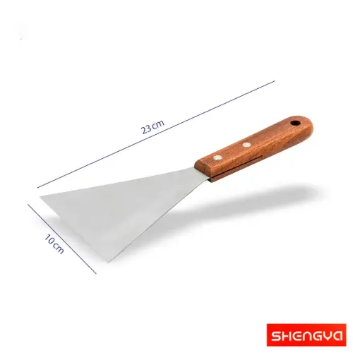 کاردک آشپزی V استیل دسته چوبی شنگیا