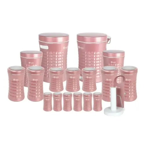 سرویس آشپزخانه 18 پارچه کریستالی ام جی اس MGS صورتی لاکی