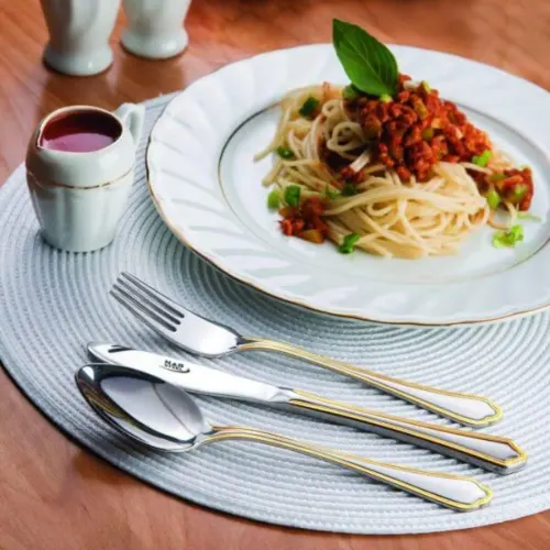 معرفی قاشق و چنگال ناب استیل مدل ونیز دور طلا