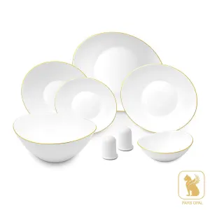 سرویس 28 پارچه پارس اپال سفید لب طلا بیضی 6 نفره