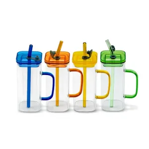 لیوان 4 گوش دسته رنگی