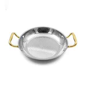 ماهیتابه استیل دسته طلایی داخل چکشی سایز 24 POT-24