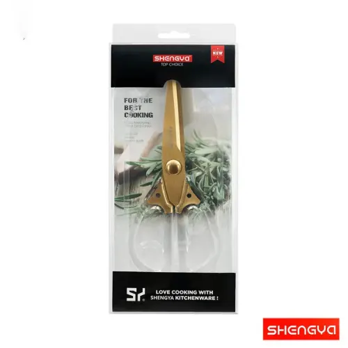 قیچی آشپزخانه طلایی دسته شفاف کد j40042G