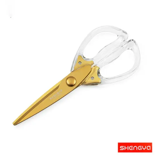 قیمت قیچی آشپزخانه طلایی دسته شفاف کد j40042G