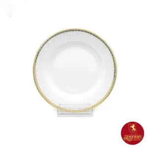 بشقاب تخت چینی زرین ایتالیا اف طرح ریوا طلایی سایز 16