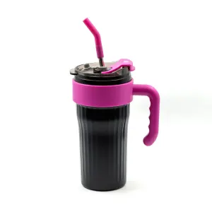 تراول ماگ دسته رنگی نی دار 800 میلی لیتر کد FL-1002