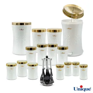 سرویس آشپزخانه 22 پارچه یونیک ونیز سفید طلایی UN-4606