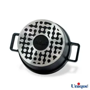 تابه دو دسته سایز 24 یونیک کف گرانیت طوسی تیره UN-8124