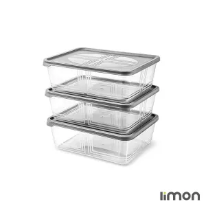 سرویس آشپزخانه یونیک 4 پارچه UN-8034 فیلی (طوسی) با درب بامبو T