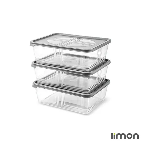 سرویس آشپزخانه یونیک 4 پارچه UN-8034 فیلی (طوسی) با درب بامبو T