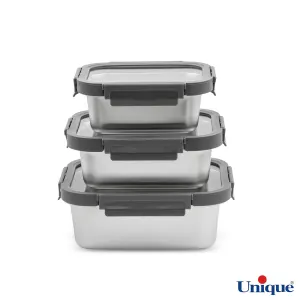 ست ظرف نگهدارنده 3 تیکه استیل یونیک UN-1409