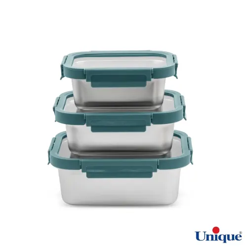 ست ظرف نگهدارنده 3 تیکه استیل یونیک