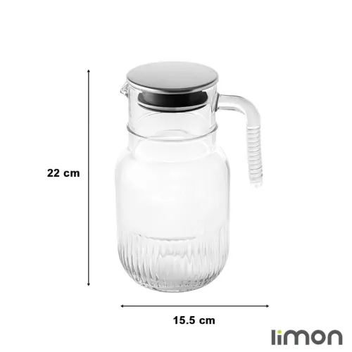 خرید پارچ شیشه ای شیاردار 1.5 لیتر در استیل لیمون 2375