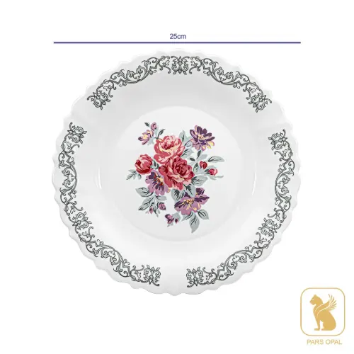 قیمت بشقاب تخت 250 پارس اپال طرح نلی صورتی کد 181