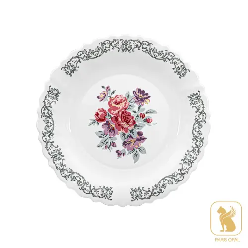 بشقاب تخت 250 پارس اپال طرح نلی صورتی کد 181