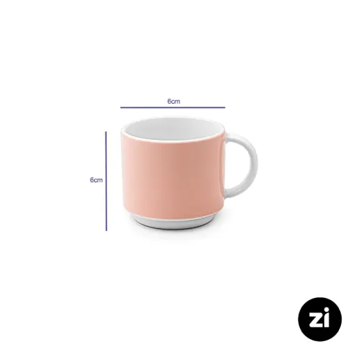 خرید فنجان قهوه خوری چینی زرین Zi فرم اس 6 پاستل گلبهی