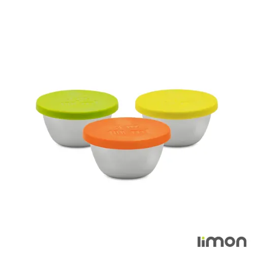 ست سه عددی پیاله استیل 100میلی لیتر دربدار لیمون 2342