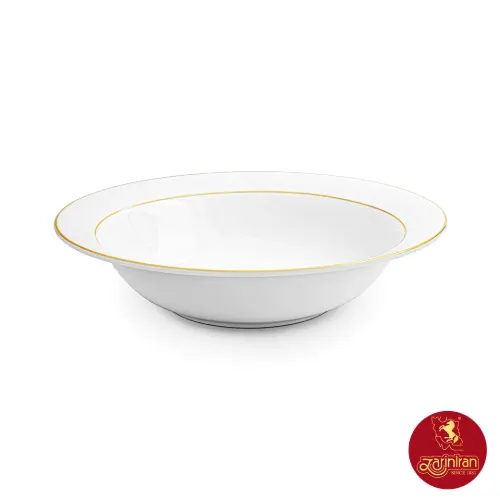 قیمت سالاد خوری بزرگ چینی زرین ایتالیا اف طرح سپید صدف سایز 25