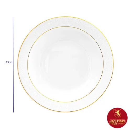 ابعاد سالاد خوری بزرگ چینی زرین ایتالیا اف طرح سپید صدف