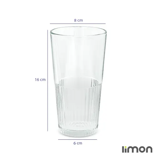 لیوان شیشه ای لیمون شیاردار