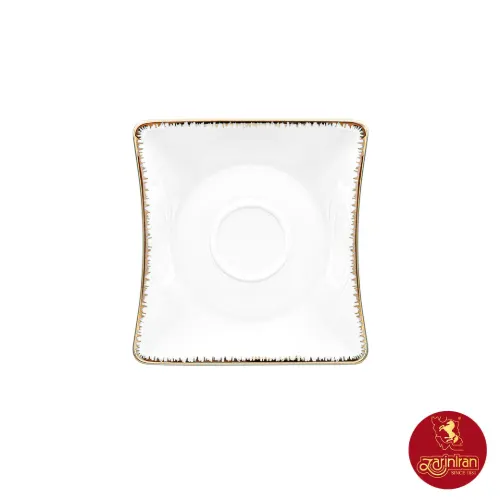 نعلبکی زیر استکانی چینی زرین وینچی طرح رویال پلاتینی سایز 16