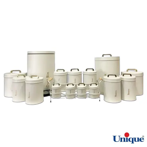 سرویس آشپزخانه 16 پارچه یونیک نباتی (کرم) درب فلزی UN-8077