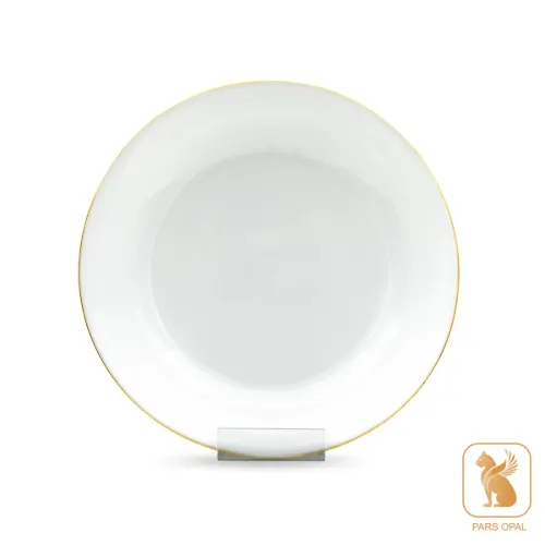 دیس گرد سفید لب طلا اپال کد 1030