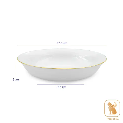 دیس گرد سفید لب طلا اپال