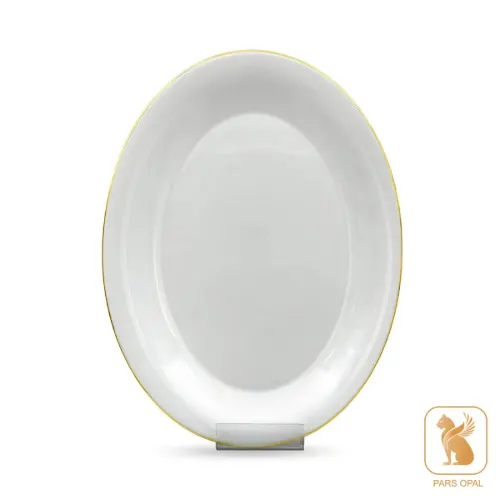 دیس بیضی سفید لب طلا پارس اپال کد 1010