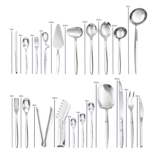 ابعاد اقلام سرویس قاشق و چنگال 143 پارچه بست لایف مدل 219M