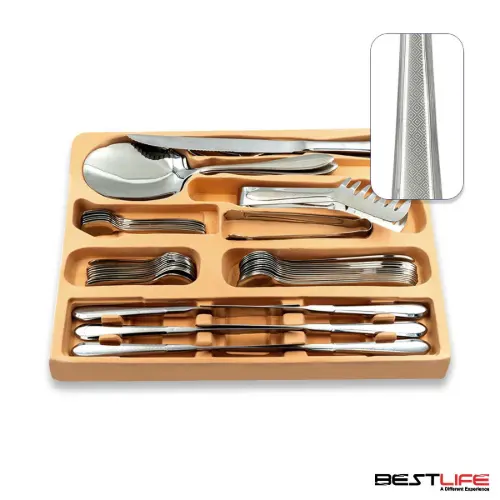 سرویس قاشق و چنگال چمدانی 143 پارچه بست لایف مدل 202ML