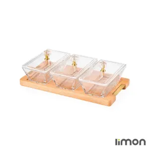 اردور خوری مستطیل دربدار 3 خانه پایه چوبی لیمون 2248